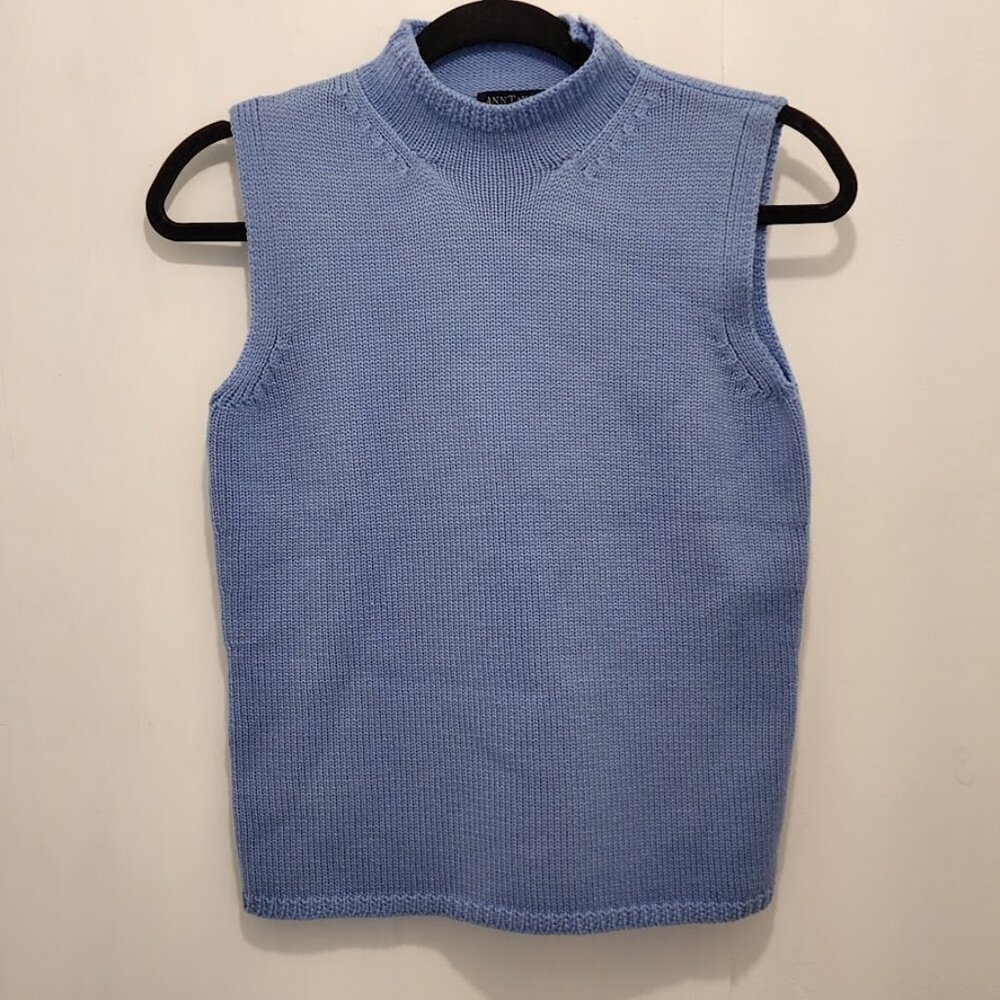 Ann Taylor Italian Merino‎ Wool Sleeveless Sweater Blue Top Size XS